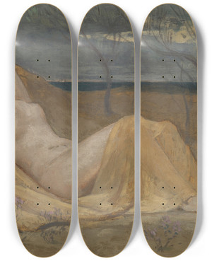 Triptych art skateboard deck of Pierre Puvis De Chavannes Tamaris by Pierre Puvis De Chavannes (1824-1898)