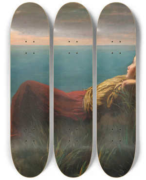 Triptych art skateboard deck of Jozef Israls Dreams Dolce Far Niente by Jozef Israels (1824-1911)