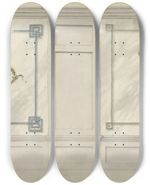 Triptych art skateboard deck of Abraham Meertens Ontwerp Voor Kamerversiering Met Twee Panelen Met Ornamenten by Abraham Meertens (1747-1823)