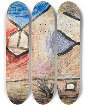 Triptych art skateboard deck of Paul Klee Landschaft B L by Paul Klee (1879-1940)