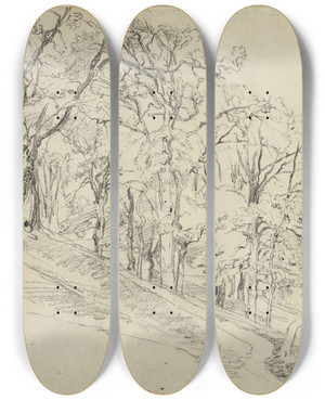 Triptych art skateboard deck of Thodore Rousseau Forest In Boisrmond by Theodore Rousseau (1812-1867) Triptych art skateboard deck of Thodore Rousseau Forest In Boisrmond by Theodore Rousseau (1812-1867)