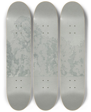 Triptych art skateboard deck of Johann Wilhelm Schirmer A Grove by Johann Wilhelm Schirmer (1807-1863)