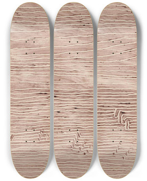 Triptych art skateboard deck of Paul Klee Versandete Siedelung by Paul Klee (1879-1940)