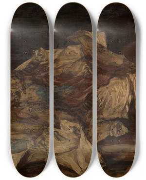 Triptych art skateboard deck of Willem Linnig The Younger Still Life by Willem Linnig the Younger (1842-1890)
