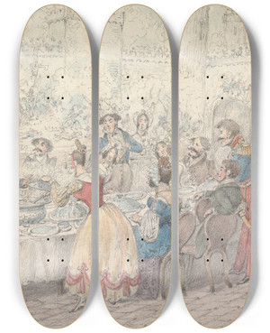 Triptych art skateboard deck of Henry Thomas Alken Water I Do Declare With Worms In It by Henry Thomas Alken (1785-1851)