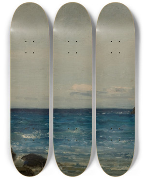 Triptych art skateboard deck of Amaldus Nielsen Fra Jren_1 by Amaldus Nielsen (1838-1932)