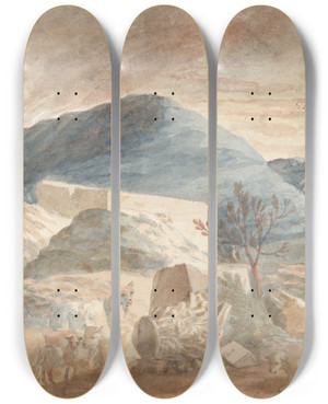 Triptych art skateboard deck of Abraham Genoels Ii Arcadianlandscape by Abraham Genoels Ii (1640-1723)