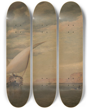 Triptych art skateboard deck of Edward William Cooke On The Nile by Edward William Cooke (1811-1880)