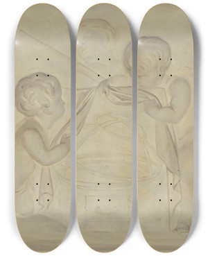 Triptych art skateboard deck of Jacob De Wit Allegory Of Astronomy by Jacob de Wit (1695-1754)