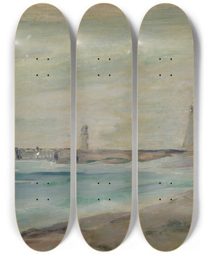 Triptych art skateboard deck of Louise Abbma Paysage De Plage Fcamp by Louise Abbema (1853-1927)