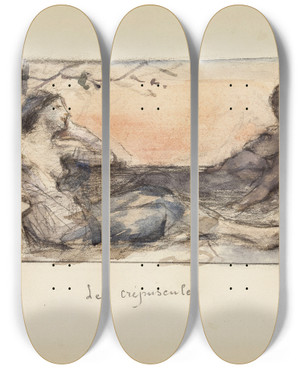 Triptych art skateboard deck of Lon Franois Comerre Le Crpuscule by Leon Francois Comerre (1850-1916)