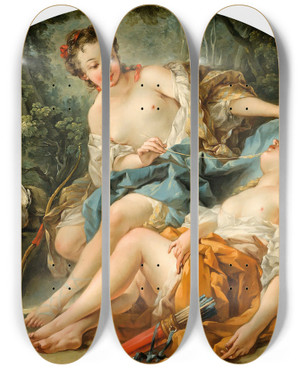 Triptych art skateboard deck of Franois Boucher Hunting Nymphs by Francois Boucher (1703-1770) Triptych art skateboard deck of Franois Boucher Hunting Nymphs by Francois Boucher (1703-1770)