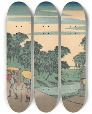 Triptych art skateboard deck of And Hiroshige Fujisawa_2 by Ando Hiroshige (1797-1858)