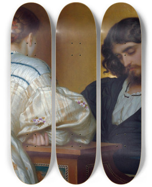 Triptych art skateboard deck of Frederic Leighton Golden Hours by Frederic Leighton (1830-1896)