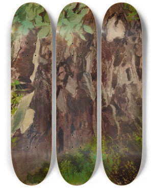 Triptych art skateboard deck of Jacek Malczewski Landscape Motif From Rozd by Jacek Malczewski (1854-1929)
