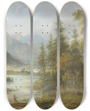 Triptych art skateboard deck of Eduard Boehm Partie Aus Obersteier by Eduard Boehm (1830-1890)