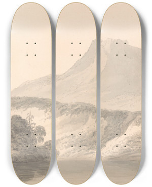 Triptych art skateboard deck of Dr Thomas Monro The Edge Of The Lake_1 by Dr Thomas Monro (1759-1833)