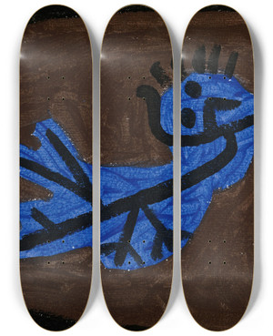 Triptych art skateboard deck of Paul Klee Bluebirdpumpkin by Paul Klee (1879-1940)