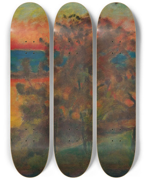 Triptych art skateboard deck of Pierre Bonnard Soleil Couchant by Pierre Bonnard (1867-1947)
