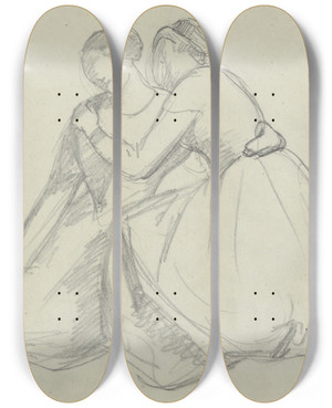 Triptych art skateboard deck of Jzef Simmler Sketch Of The Group Of The Virgin Mary And Mary Magdalene To The Painting Entombment by Jozef Simmler (1823-1868) Triptych art skateboard deck of Jzef Simmler Sketch Of The Group Of The Virgin Mary And Mary Magdalene To The Painting Entombment by Jozef Simmler (1823-1868)