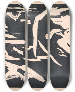 Triptych art skateboard deck of Erich Wichmann Abstracte Compositie_1 by Erich Wichmann (1890-1929)