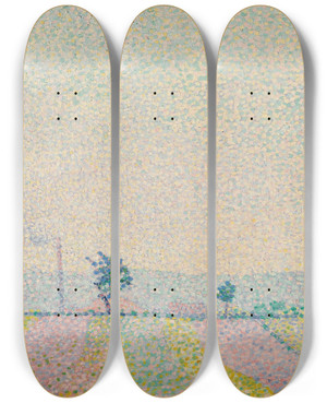 Triptych art skateboard deck of Alexander Kanoldt Morgensonne by Alexander Kanoldt (1881-1939)