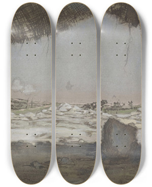 Triptych art skateboard deck of Georges Hugo Le Champ De Bataille De Navarin by Georges Hugo (1868-1925)