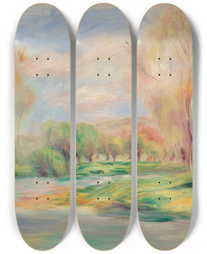 Triptych art skateboard deck of Pierreauguste Renoir Landscape Paysage Ii by Pierre-Auguste Renoir (1841-1919)