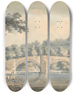 Triptych art skateboard deck of Edward Dayes Appleby Westmoreland by Edward Dayes (1763-1804)