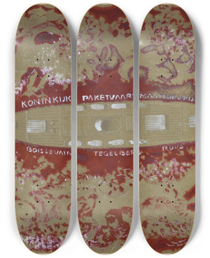 Triptych art skateboard deck of Carel Adolph Lion Cachet Ontwerp Voor Vignet Van De Koninklijke Paketvaart Maatschappij_3 by Carel Adolph Lion Cachet (1864-1945)
