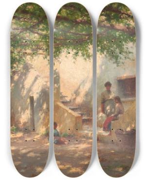 Triptych art skateboard deck of Henrybrokman Sestri Levante Pergola by HenryBrokman (1868-1933)