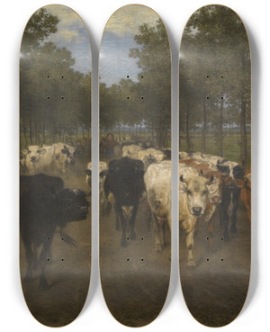 Triptych art skateboard deck of Xavier De Cock The Meersstraat In Ghent by Xavier de Cock