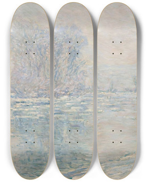 Triptych art skateboard deck of Claude Monet Glaons Effet Blanc by Claude Monet (1840-1926)