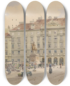 Triptych art skateboard deck of Richard Moser Am Hof Kriegsministerium by Richard Moser (1874-1924)