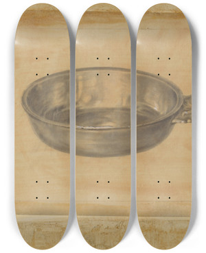 Triptych art skateboard deck of Harry Goodman Pewter Porringer_2 by Harry Goodman