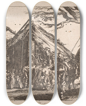 Triptych art skateboard deck of C Ritz Et Vrtshus by C Ritz