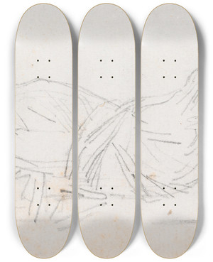 Triptych art skateboard deck of Hubert Robert Statue Of Cleopatra by Hubert Robert (1733-1808)