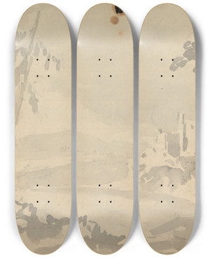 Triptych art skateboard deck of William Gilpin Landscape With Castle And River by William Gilpin (1724-1804) Triptych art skateboard deck of William Gilpin Landscape With Castle And River by William Gilpin (1724-1804)