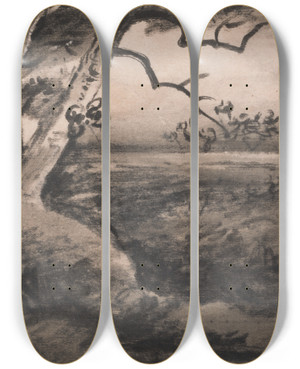 Triptych art skateboard deck of Dr Thomas Monro Landscape by Dr Thomas Monro (1759-1833)