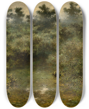 Triptych art skateboard deck of Xavier De Cock By The Brook by Xavier de Cock