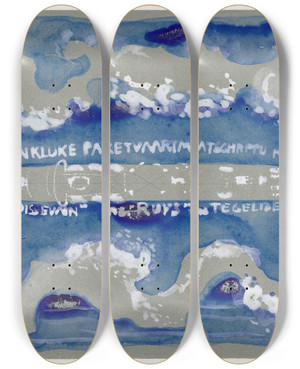 Triptych art skateboard deck of Carel Adolph Lion Cachet Ontwerp Voor Een Vignet Voor De Koninklijke Paketvaart Maatschappij by Carel Adolph Lion Cachet (1864-1945)