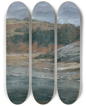 Triptych art skateboard deck of Alexander Demetrius Goltz Bretonische Kste by Alexander Demetrius Goltz (1857-1944)