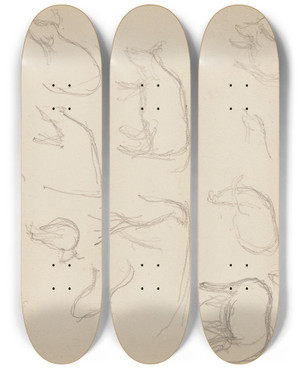 Triptych art skateboard deck of Eric Forbesrobertson Tudes Danimaux De Paysages Et De Modles_3 by Eric Forbes Robertson (1865-1935)