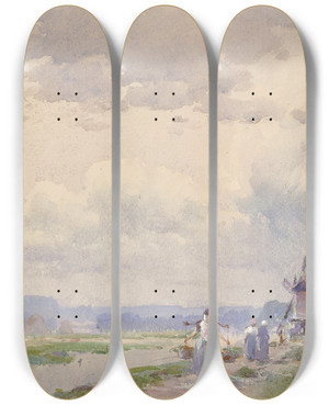 Triptych art skateboard deck of William Henry Holmes In Holland by William Henry Holmes (1846-1933)