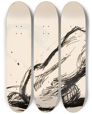 Triptych art skateboard deck of Magnus Enckell Harjoitelmapiirustus Kultakauteen by Magnus Enckell (1870-1925)