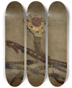 Triptych art skateboard deck of Stanisaw Von Chlebowski Study Of A Turkish Bit by Stanislaw Chlebowski (1835-1884)