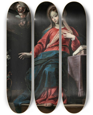 Triptych art skateboard deck of Gerard Seghers The Annunciation by Gerard Seghers (1591-1651)