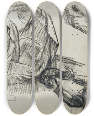 Triptych art skateboard deck of Albert Besnard La Mystique by Albert Besnard (1849-1934)