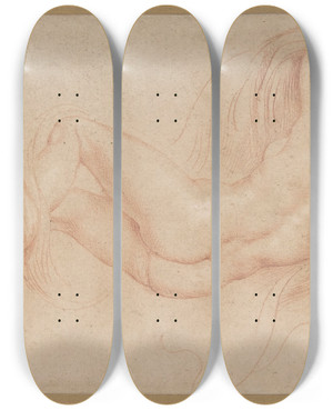 Triptych art skateboard deck of Peter Paul Rubens Hermaphrodite by Peter Paul Rubens (1577-1640)