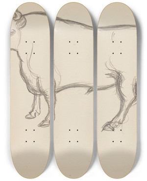 Triptych art skateboard deck of Eric Forbesrobertson Tudes Danimaux De Paysages Et De Modles_17 by Eric Forbes Robertson (1865-1935)